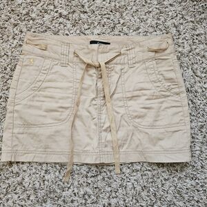 Vintage Express Mini Khaki Skirt Gold Accents